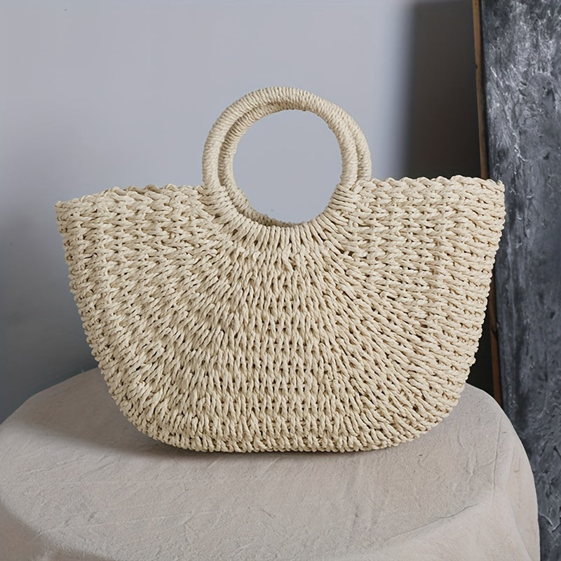 Bolso media luna Ottavia beige natural talla mediana