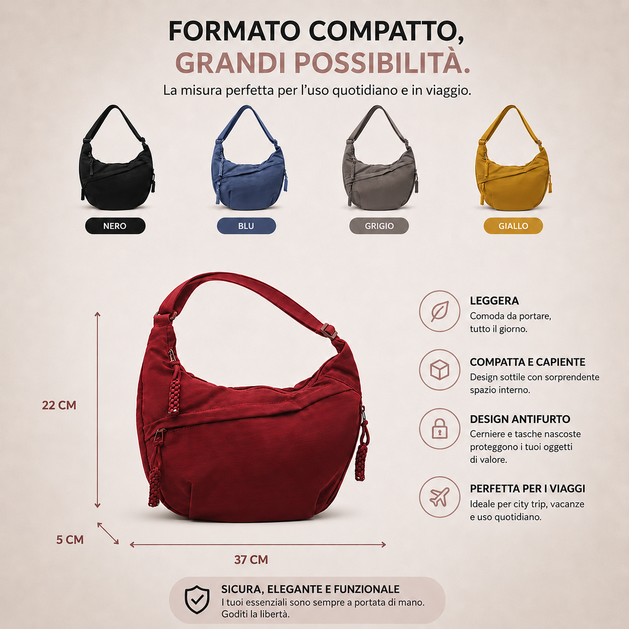 Chiara | Bolso de Hombro Gris