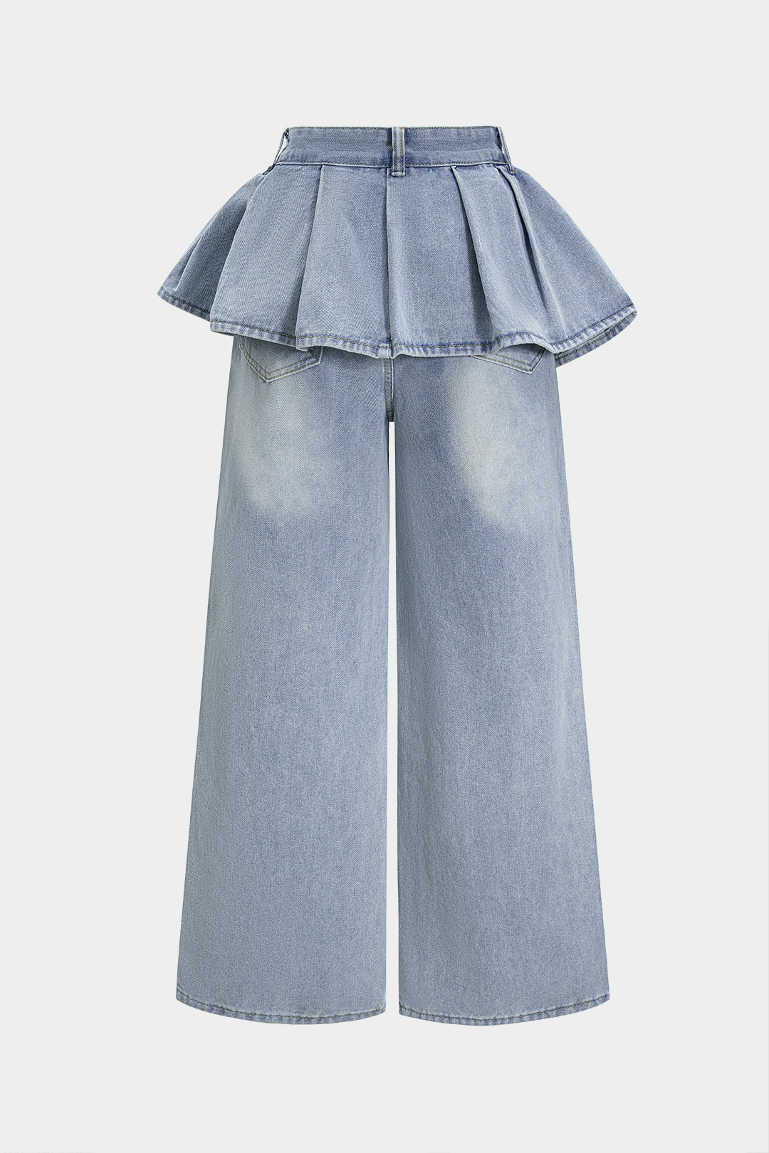 Gabriela™ | JEANS DE TIRO ALTO CON VOLANTE PLISADO