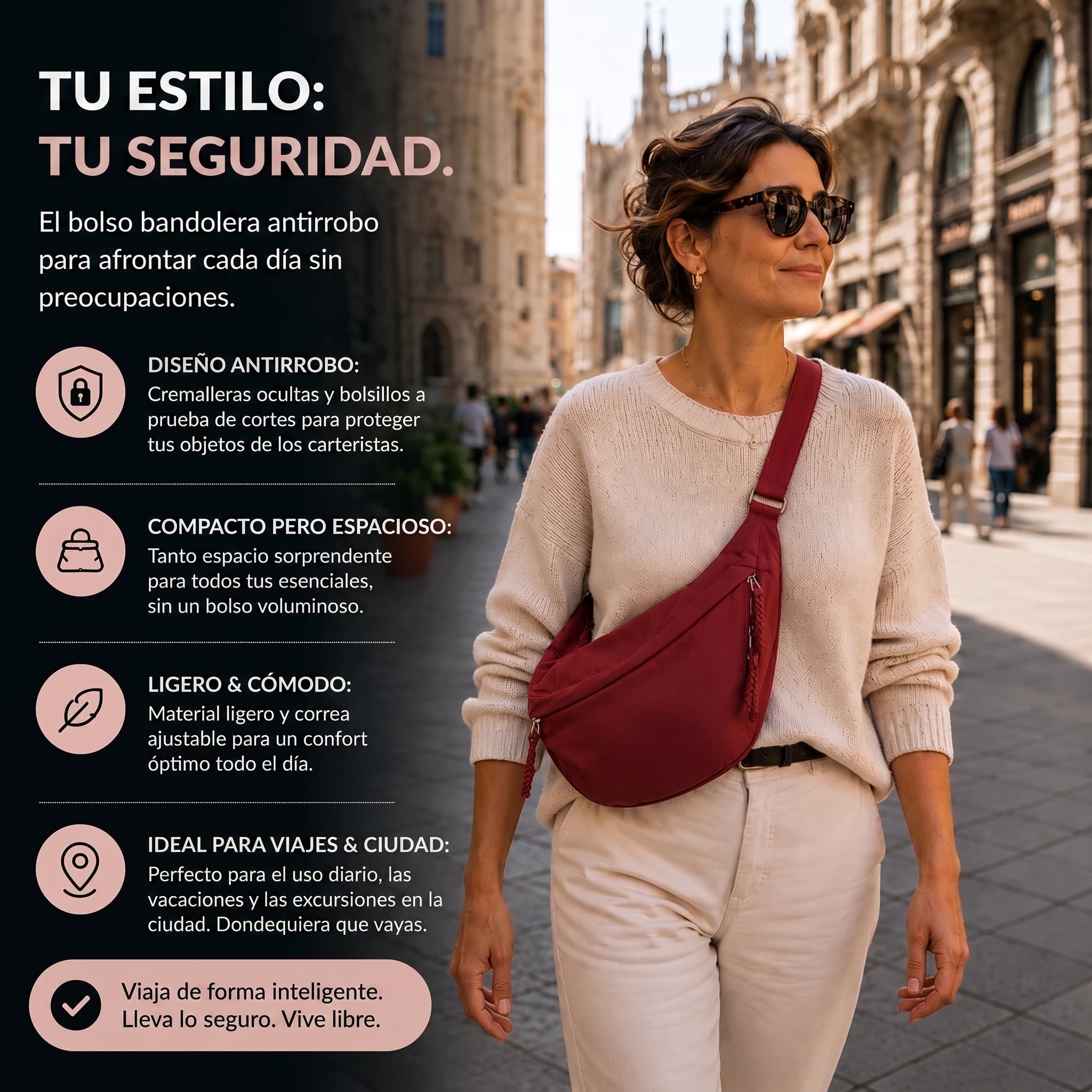 Rosa | Bolso de Hombro Burdeos