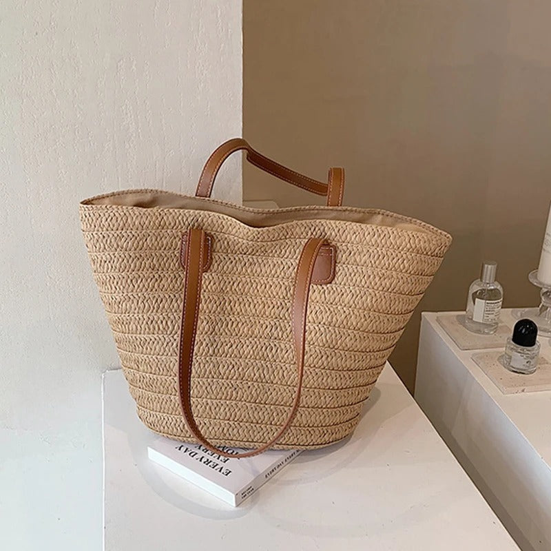 Bolso de rafia con correa al hombro