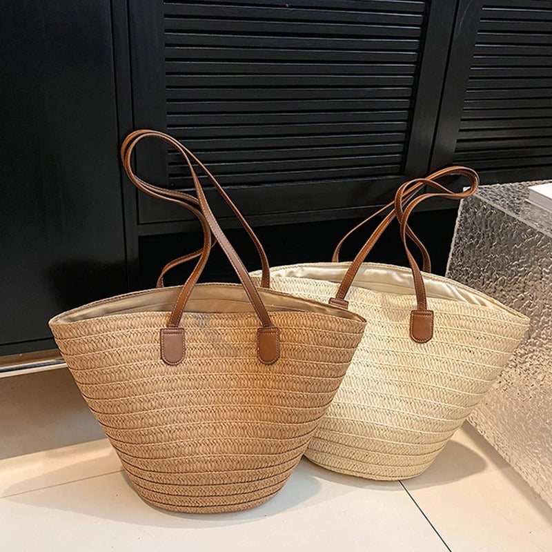 Bolso de rafia con correa al hombro