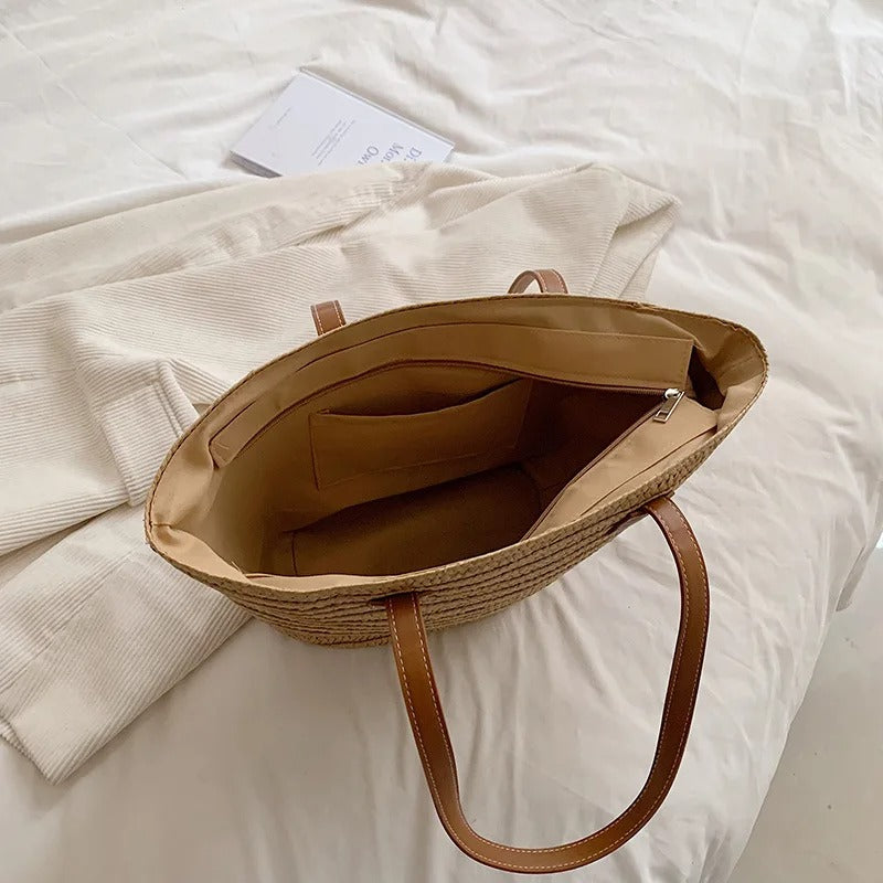 Bolso de rafia con correa al hombro